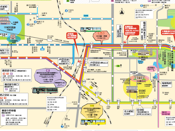奈良主要景點巴士交通+奈良巴士路線圖