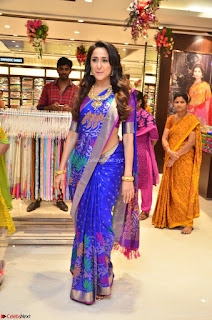 Pragya Jaiswal in colorful Saree looks stunning at inauguration of South India Shopping Mall at Madinaguda ~  Exclusive Celebrities Galleries 014