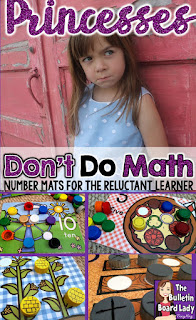 Princesses Don’t Do Math – Number Mat Ideas for a Reluctant Learner.  You’ll love these number mat ideas for getting your reluctant preschooler playing, counting and adding their way to success.  Number mats are great for developing number sense and these mats work with bottle caps!  They can work with playdough, rocks, and more but I think you’ll like how perfectly the bottle caps can work with any theme.  Great for preschool and kindergarten aged students in workstations or at home.