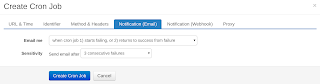 Email notification and failure threshold
