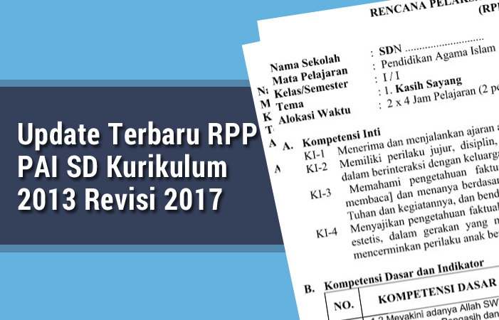 Update Terbaru RPP PAI SD Kurikulum 2013 Revisi 2017