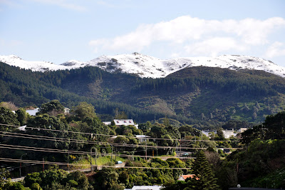 Snow on the hills to the north-west