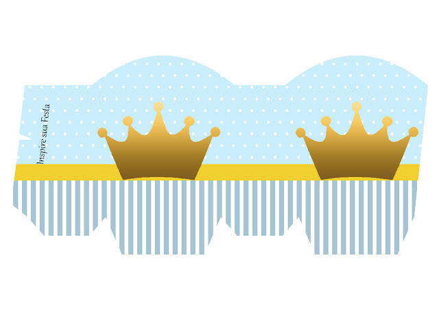Corona en Fondo Celeste: Imprimibles para Fiestas, Invitaciones y Cajas para Imprimir Gratis. Caja para Imprimir Gratis de Corona en Fondo Celeste.