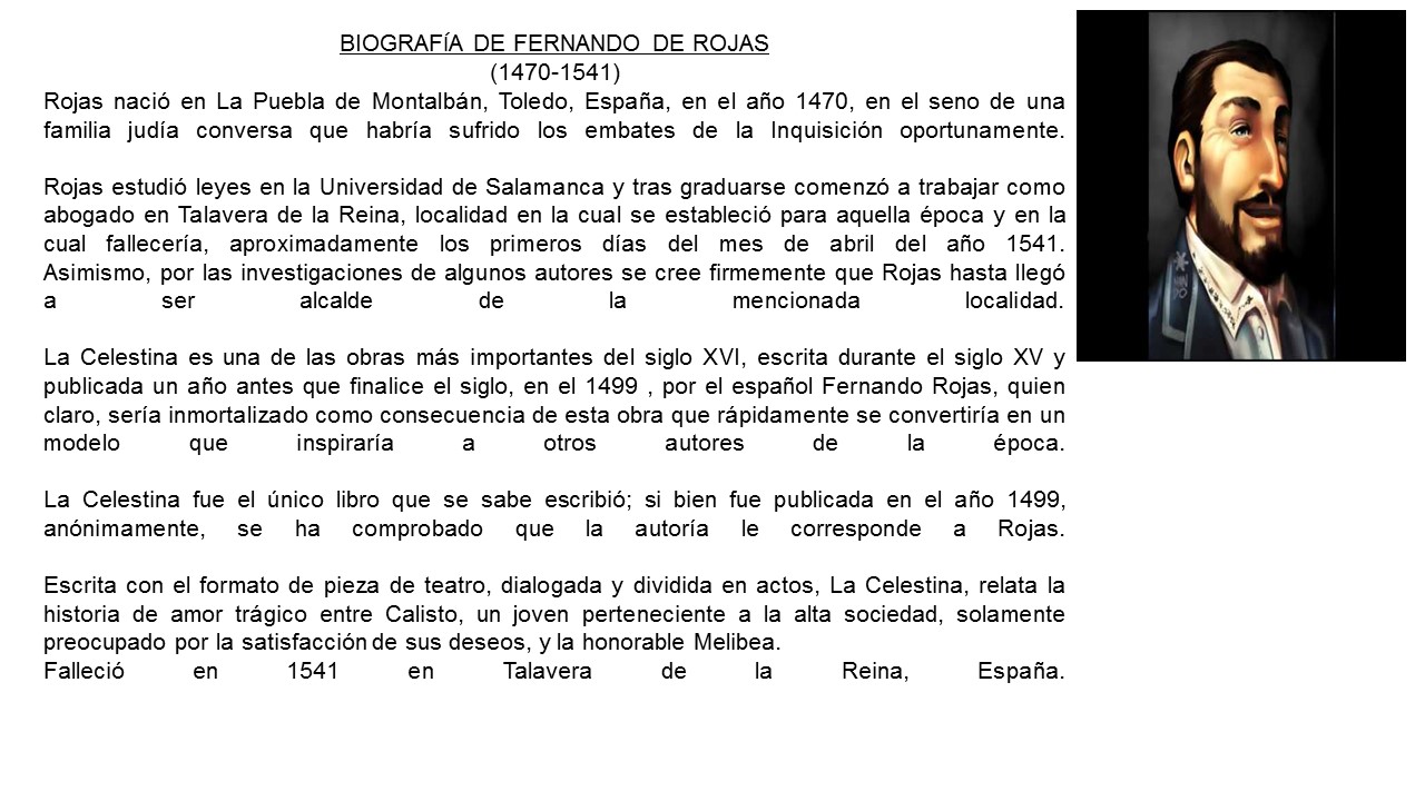 LA VOZ DE LA LITERATURA Biografia (Fernando de Rojas) LA VOZ DE LA LITERATURA Biografia (Fernando de Rojas)
