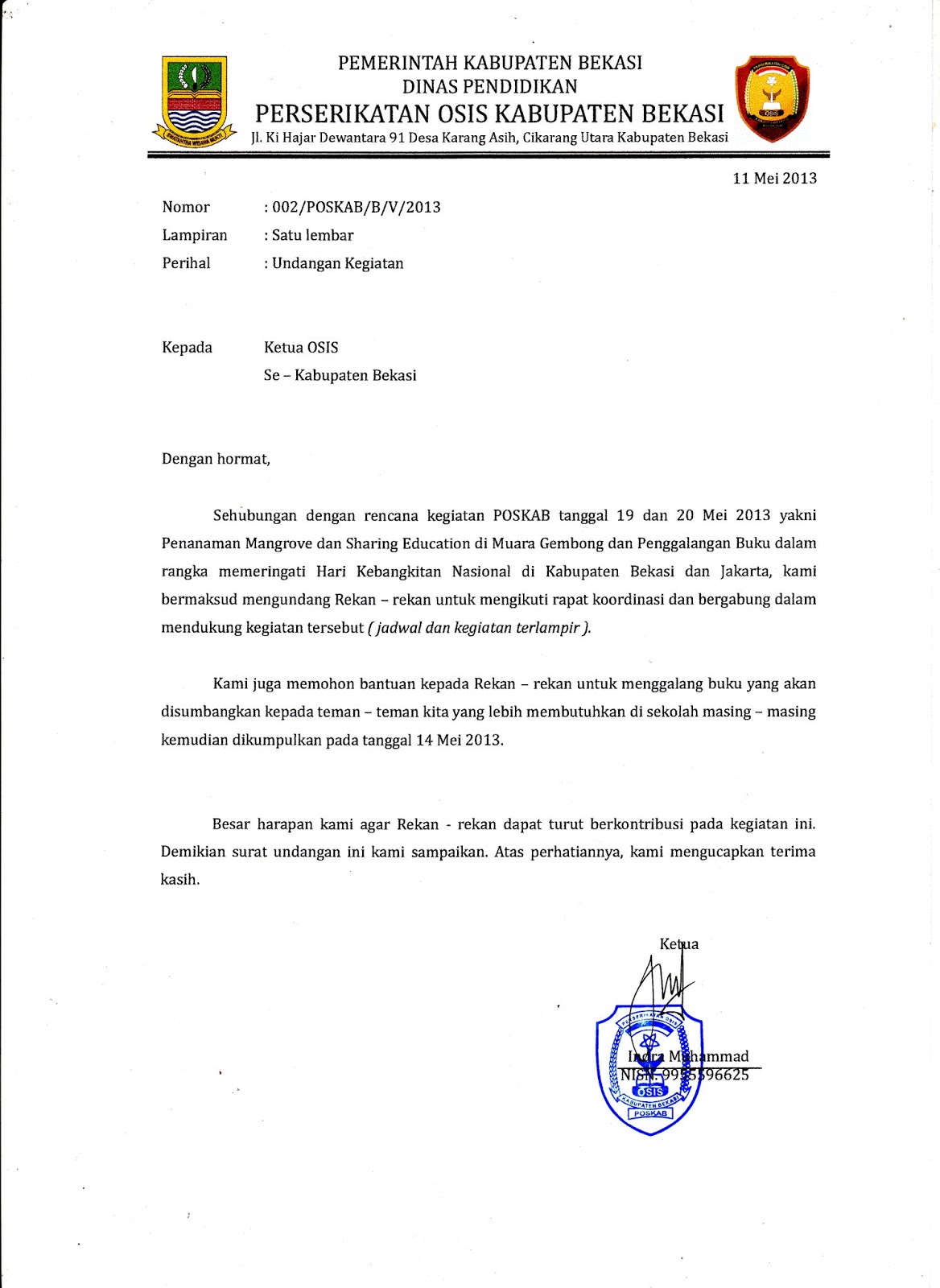 Contoh Surat Undangan Osis - Contoh Surat