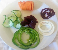 Spiralised Vegetables Plate of spiralised vegetables