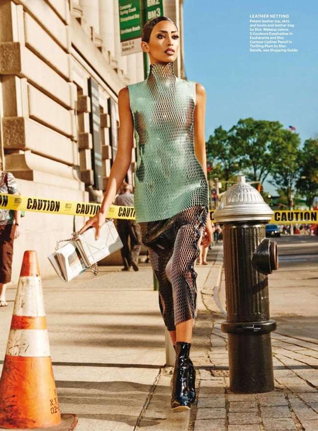 Allure US September 2015, Anais Mali Christian Dior 2015 AW RTW Aqua Laser-Cut Patent Leather Top Editorials