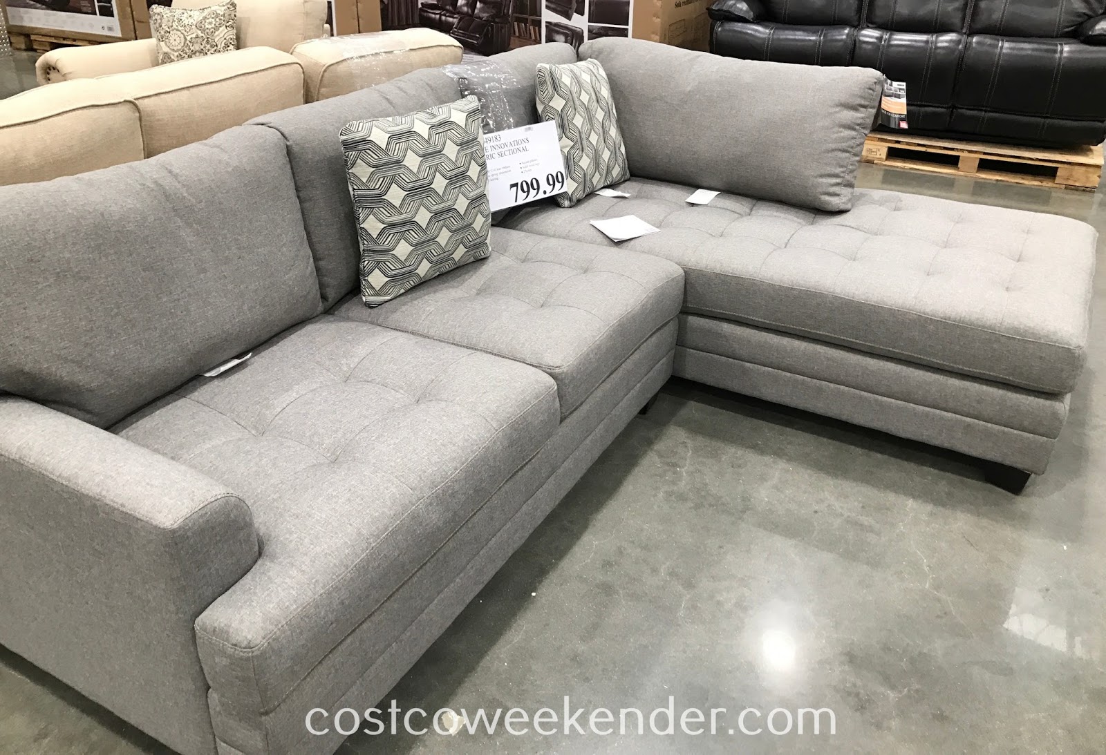 True Innovations Fabric Sofa Chaise Sectional Costco Weekender