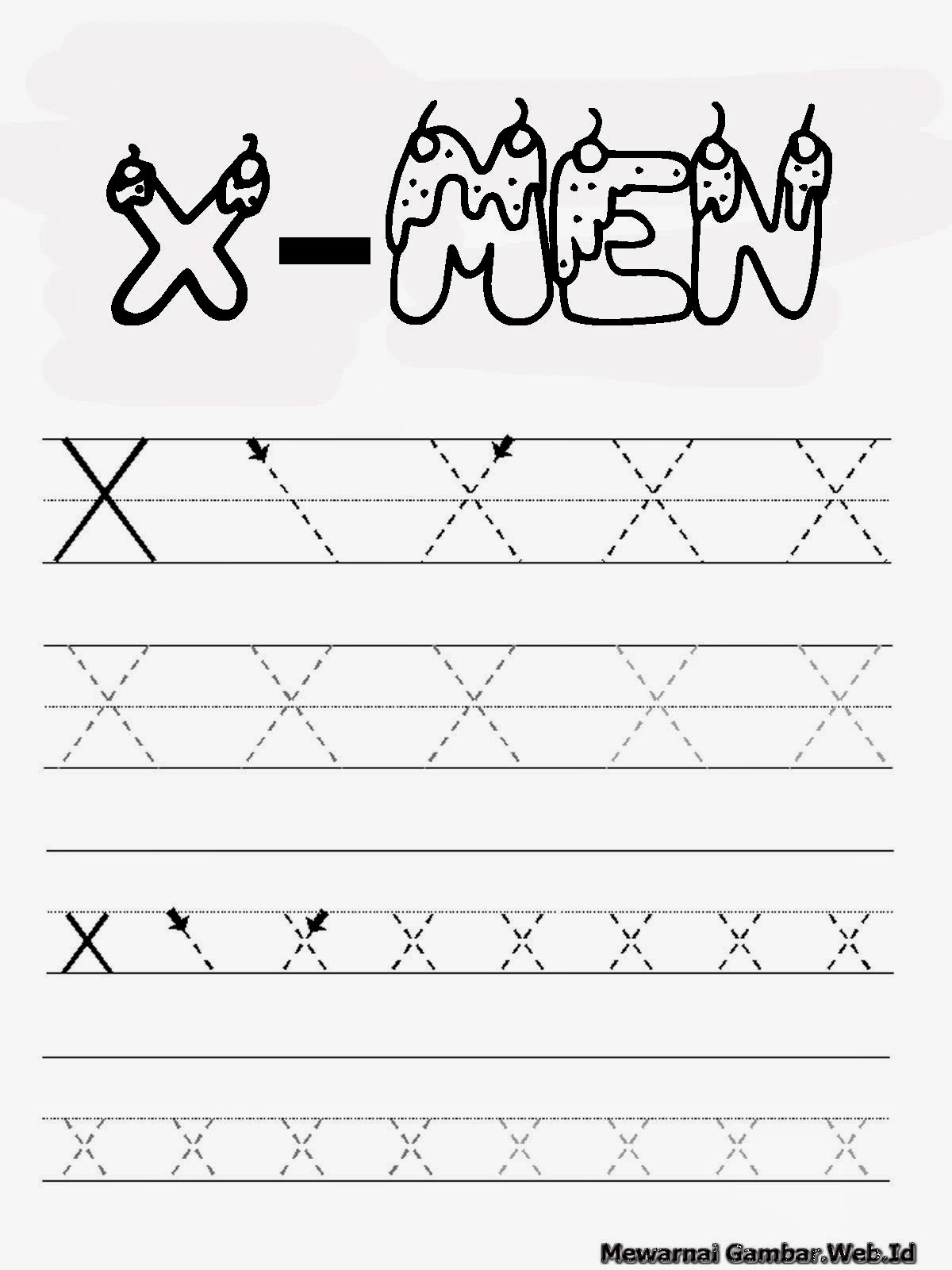 Belajar Menulis Huruf Alfabet X