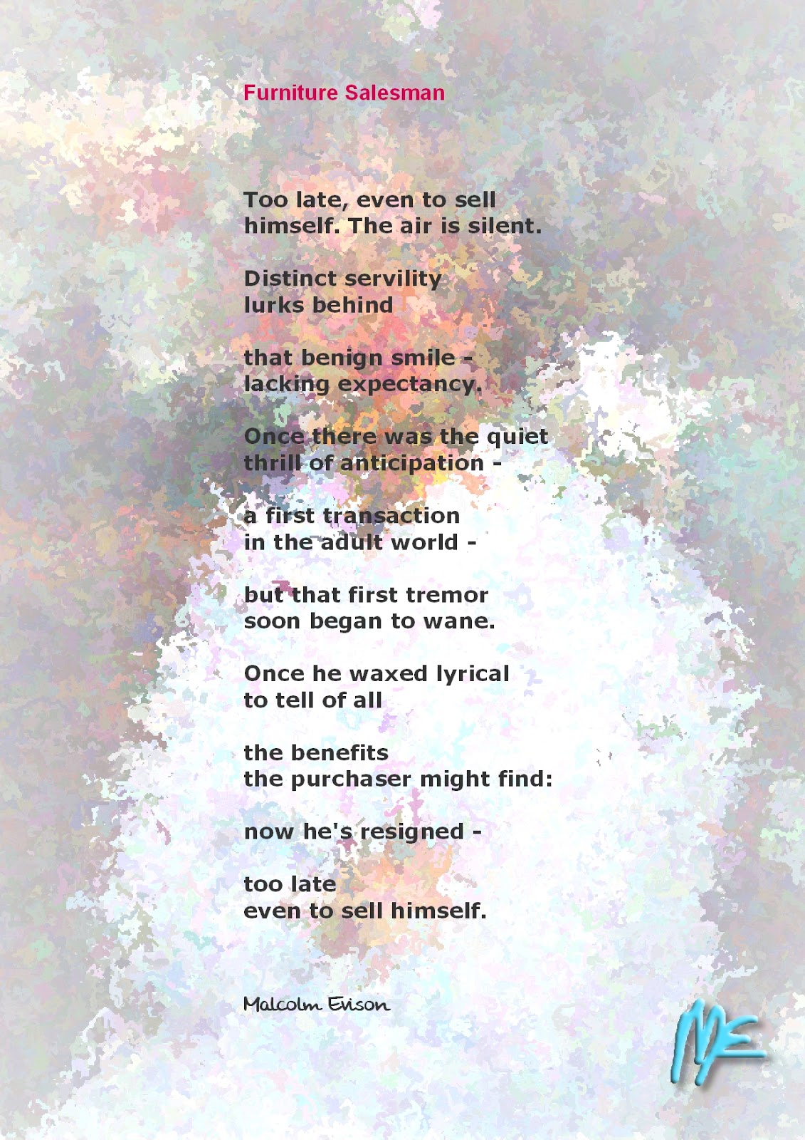 MAL's FACTORY Poetry & Prose Poems FURNITURE SALESMAN