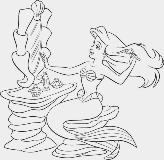  Gambar Coloring Pages Ariel Mermaid Free Printable 