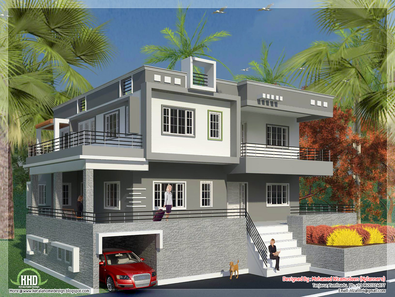 North Indian style minimalist house exterior design - KERALA HOME DEZIGN