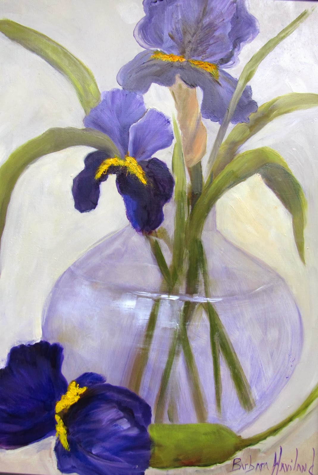 Artists Of Texas Contemporary Paintings and Art Purple Iris in Glass