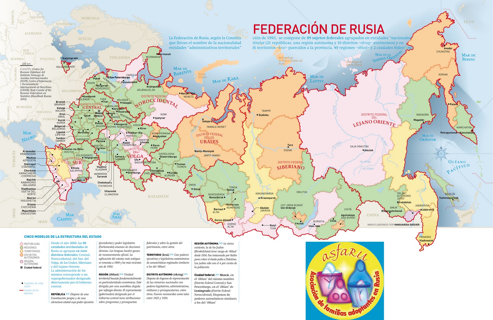 federacion de rusia mapa politico