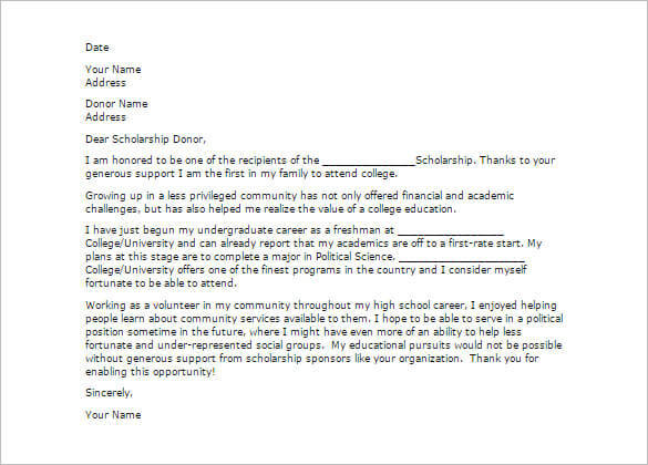 Thank You Letter Scholarship Thank You Letter Scholarship