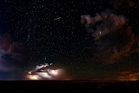 Perseid Meteor, Lightning, Sky, Stars, Jupiter and Andromeda Galaxy