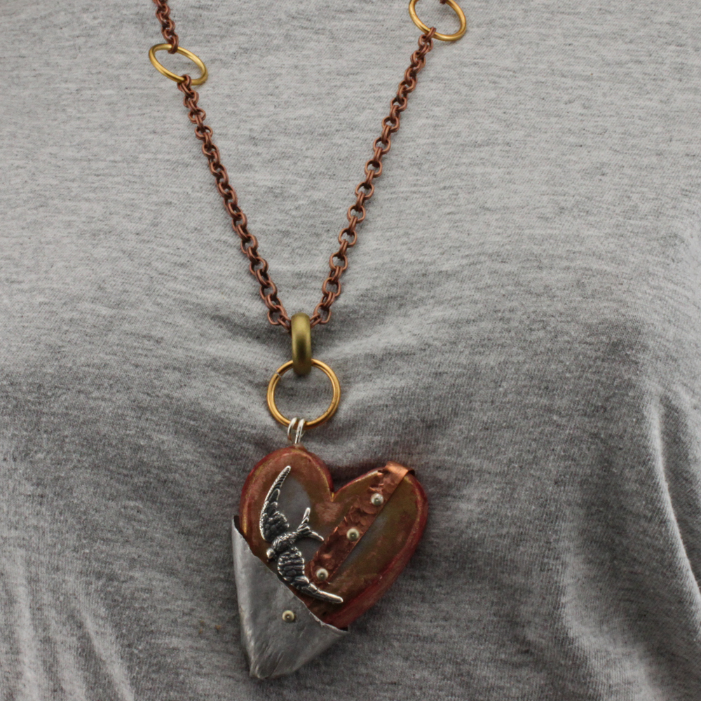 OscarCrow Handmade Jewelry Heart Necklace finished and a wire necklace