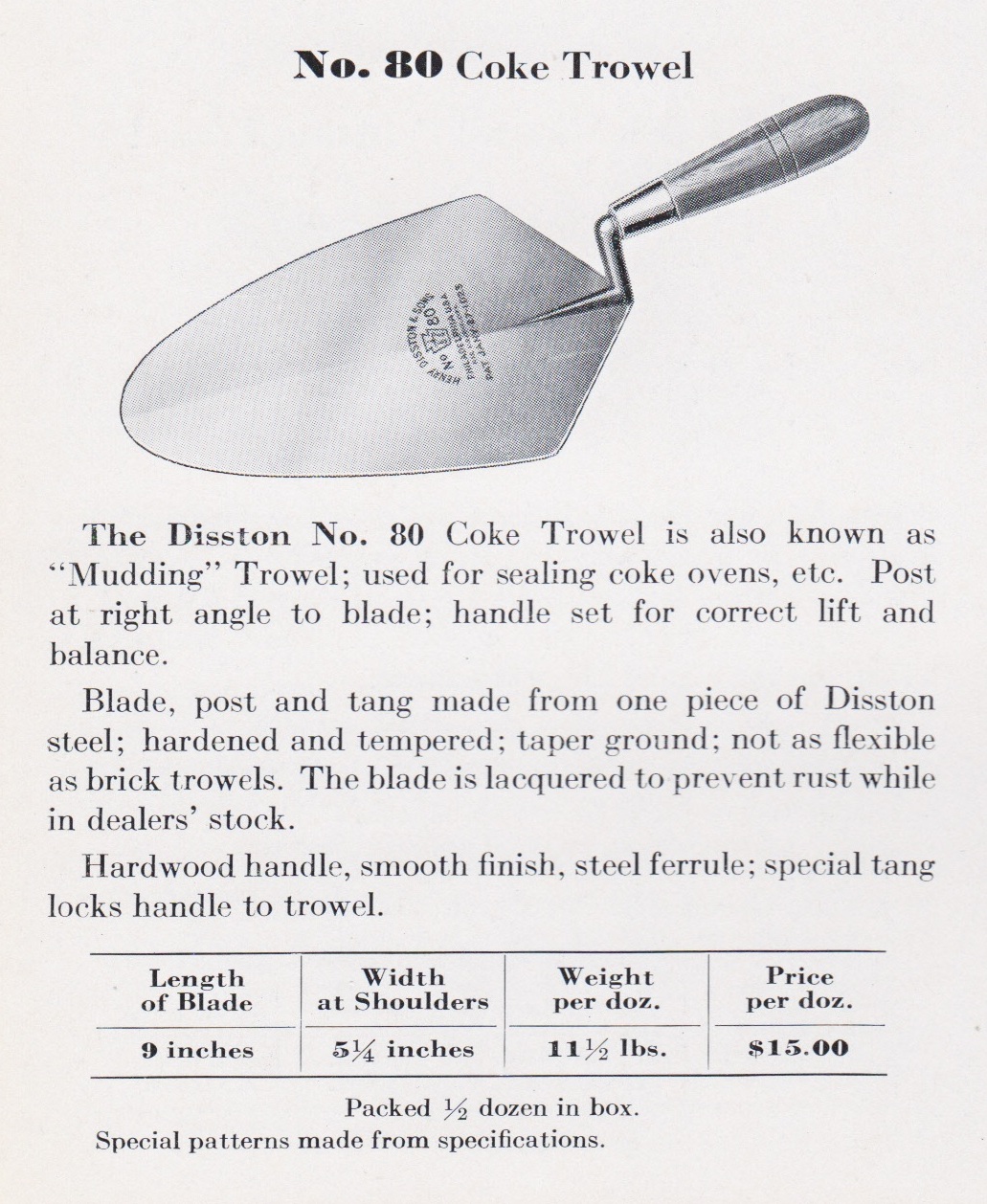 Trowel and Masonry Tool Collector Resource Duck Bill Trowels and Coke