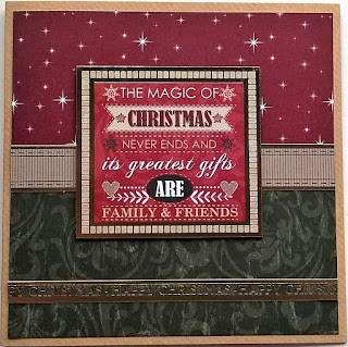 Card made from the Buzzcraft Festive Season range of foiled & die cut toppers with co-ordinating printed background card