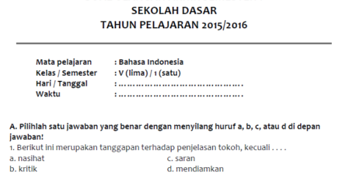 Soal Materi Wawancara Kelas 5 Sd - Paud Berkarya