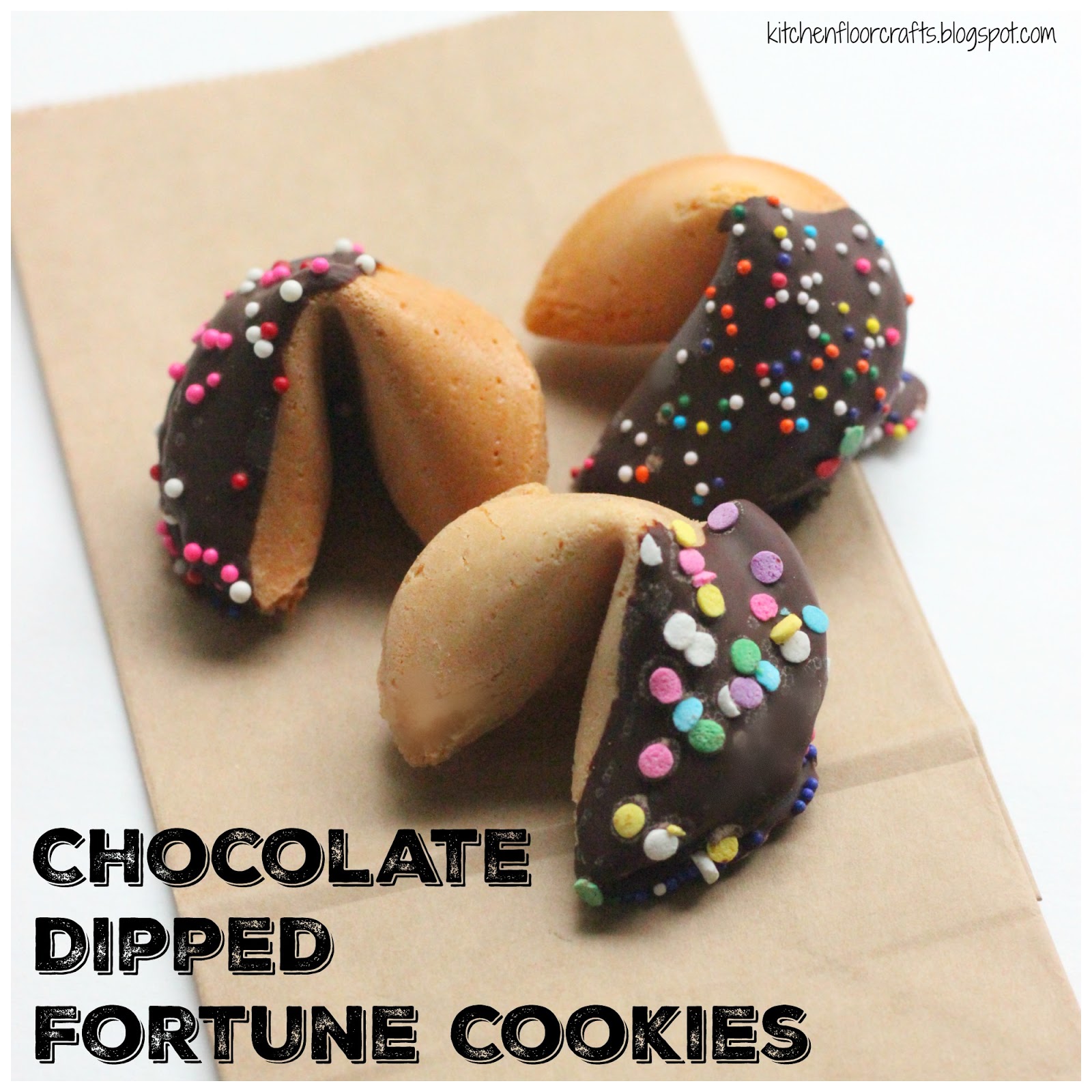Kitchen Floor Crafts Chocolate Dipped Fortune Cookies