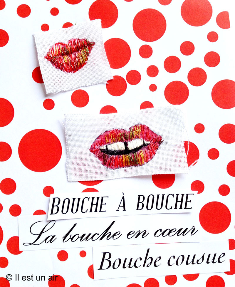 rouge baiser, bouche brodée