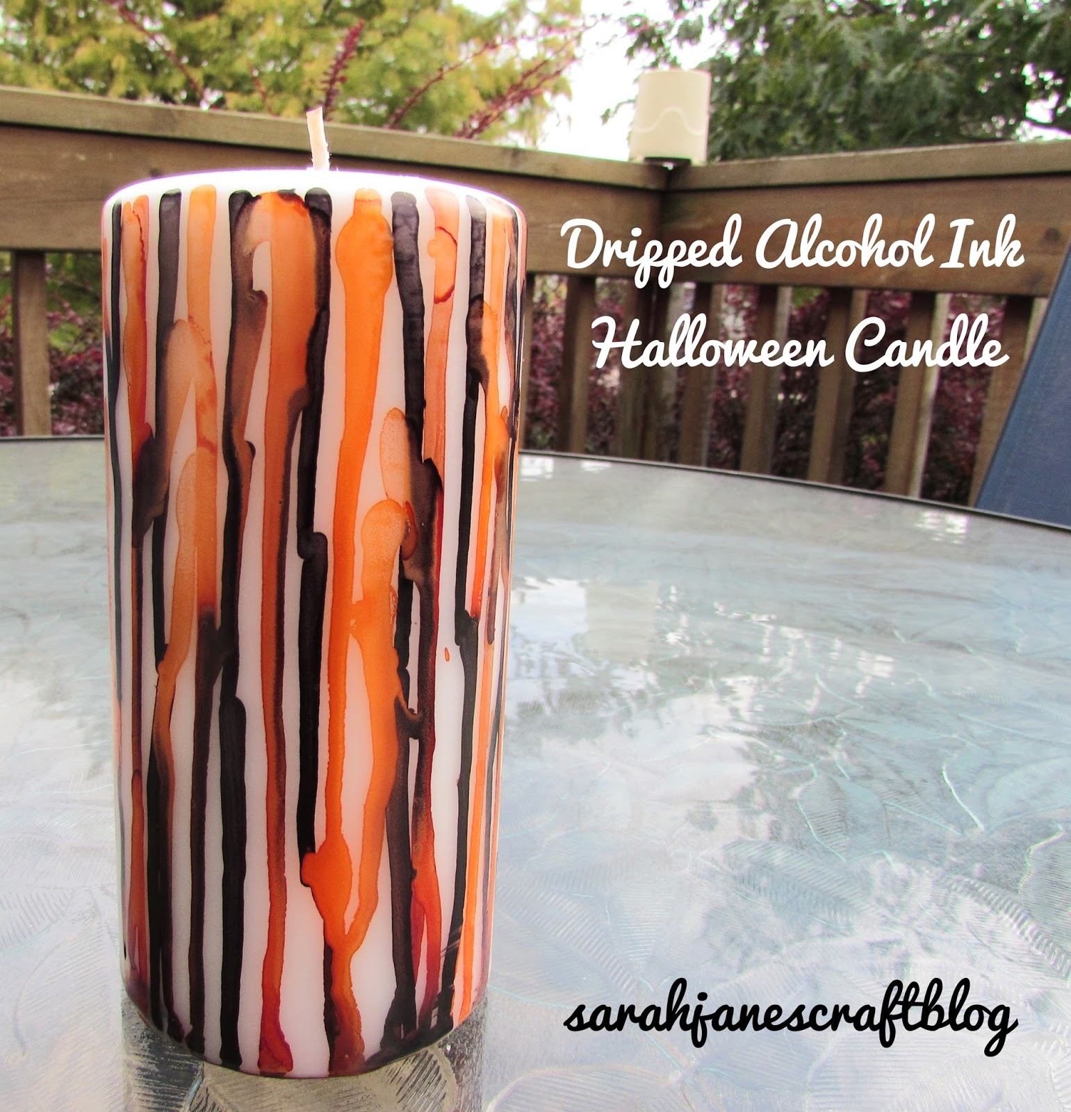 Dripped Alcohol Ink Halloween Candle