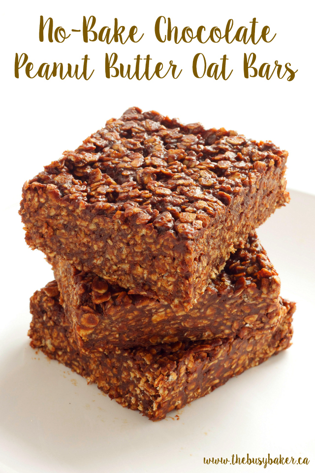 NoBake Chocolate Peanut Butter Oat Bars The Busy Baker