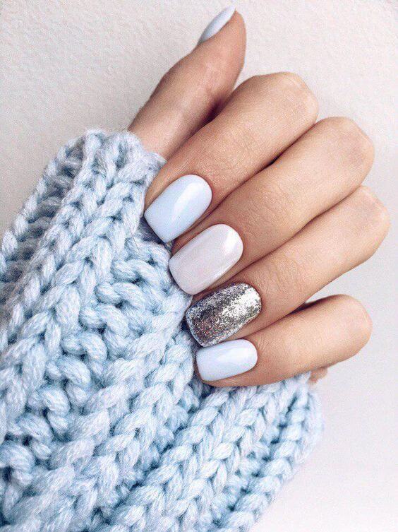 26+ Pretty Baby Blue Nail Art Ideas With Rhinestones To Copy In 2019