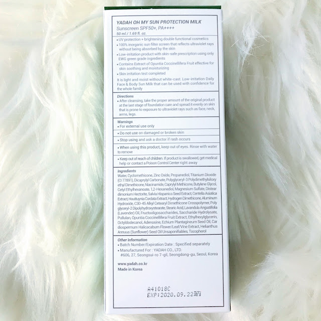 Blogger Mail YADAH Oh My Sun Protection Milk SPF50+ PA