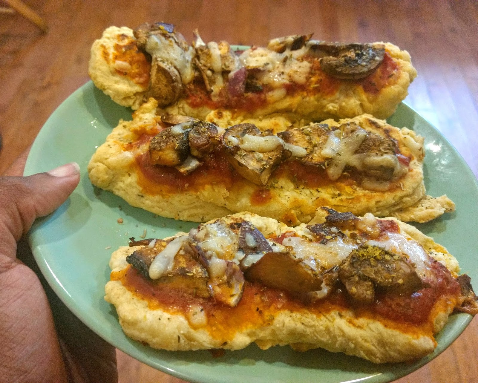 AfroVeganChick Flatbread Pizza With Mushrooms and Onions