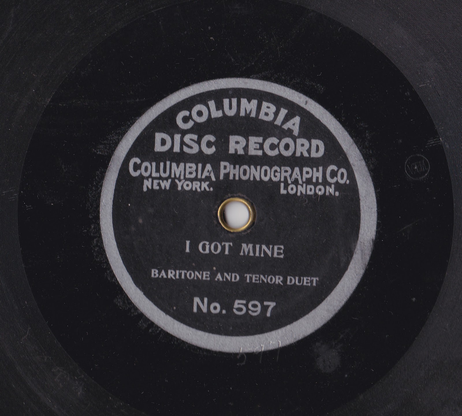 The early sound recording archive. Columbia Phonograph Company record