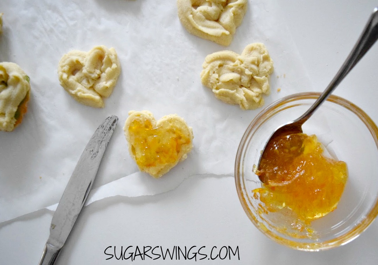 Sugar Swings! Serve Some Piped Heart Shaped Butter Cookies filled