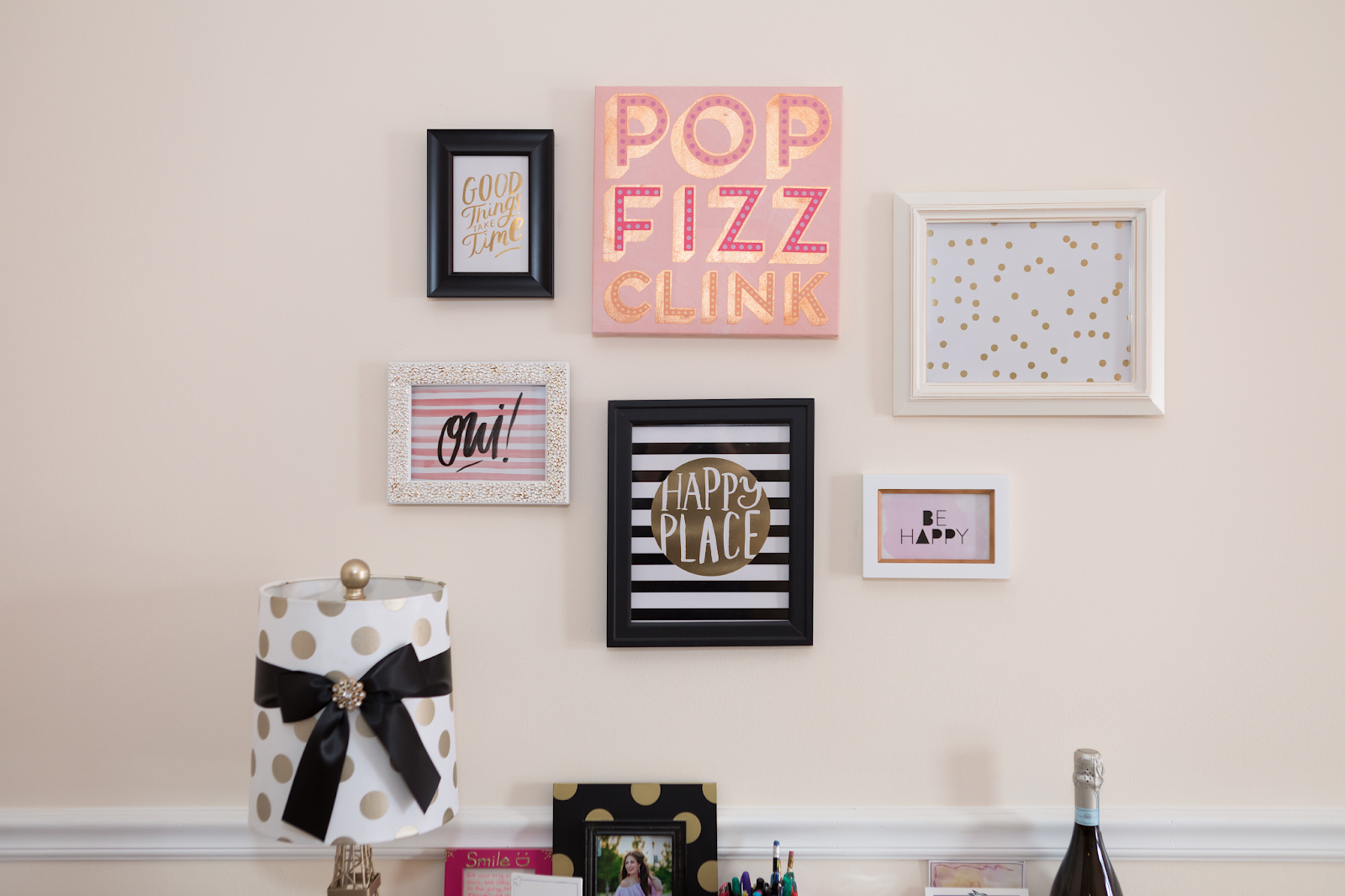 Pink and Gold Gallery Wall Inspo