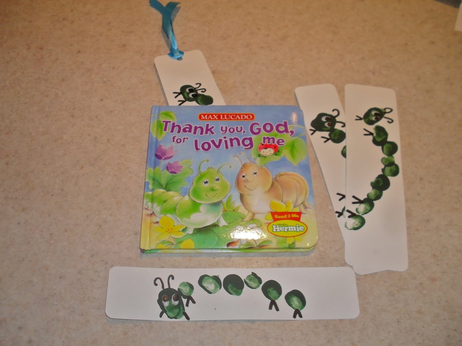 Easy Preschool Craft Thumbprint Caterpillar Bookmarks Just a Little