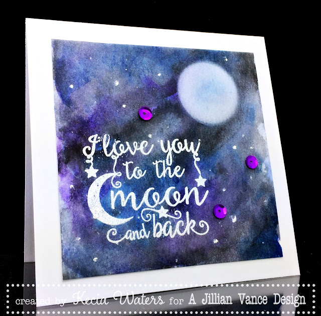 AJVD, Kecia Waters, galaxy sky, Kuretake Gansai Tambi, watercolors, moon