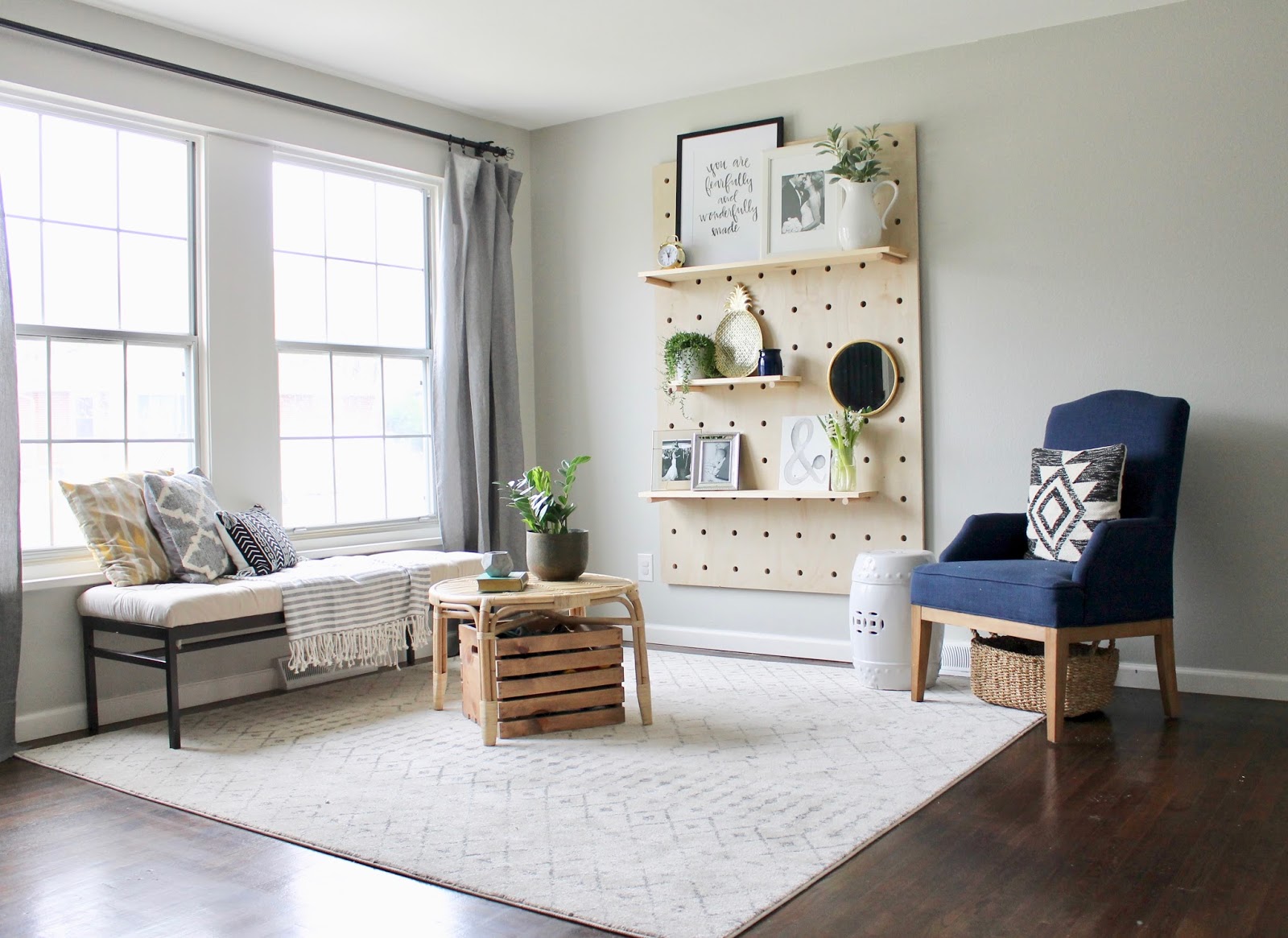 Pegboard living room deals