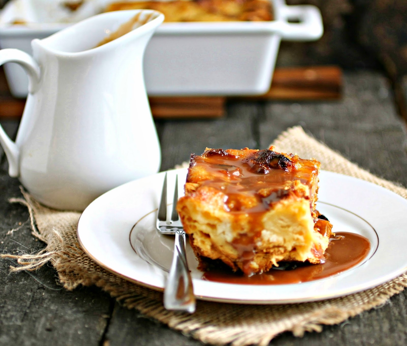 Cinnamon Bread Pudding with Salted Chocolate Rum Sauce