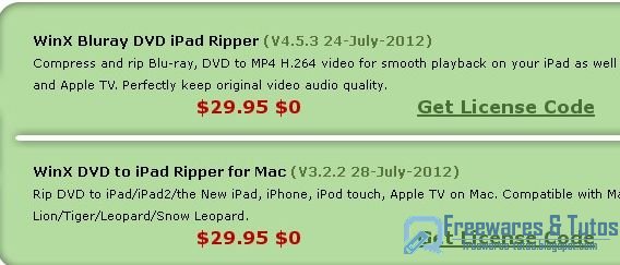 Offre promotionnelle : WinX Bluray DVD iPad Ripper gratuit ! (3ème édition)