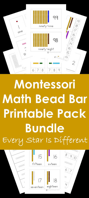 Montessori Math Bead Bar Printable Pack Bundle in Print