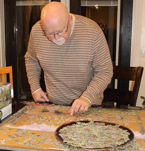 Doing a jigsaw puzzle