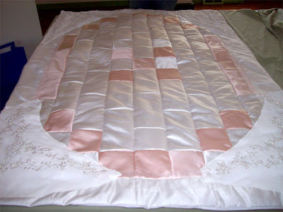 quilt made from wedding dress