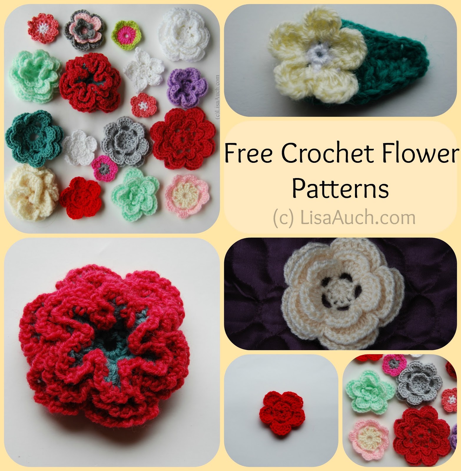 Free Crochet Flower Pattern How To Crochet A Rose Free Crochet Patterns And Designs By LisaAuch