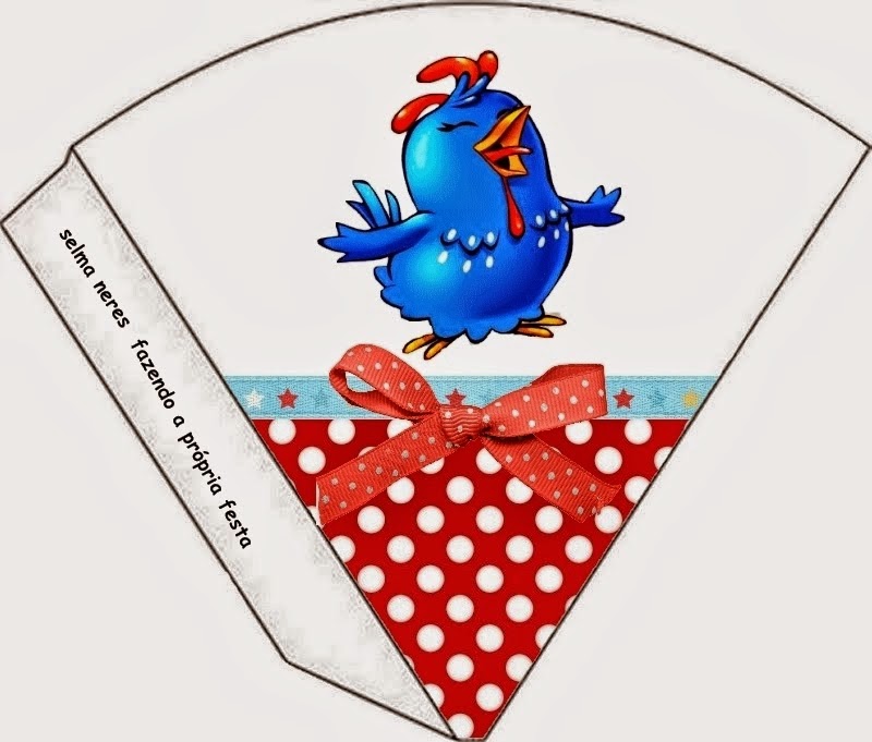 Gallinita Pintadita en Rojo y Celeste: Kit para Imprimir Gratis. Para conos = cucuruchos.