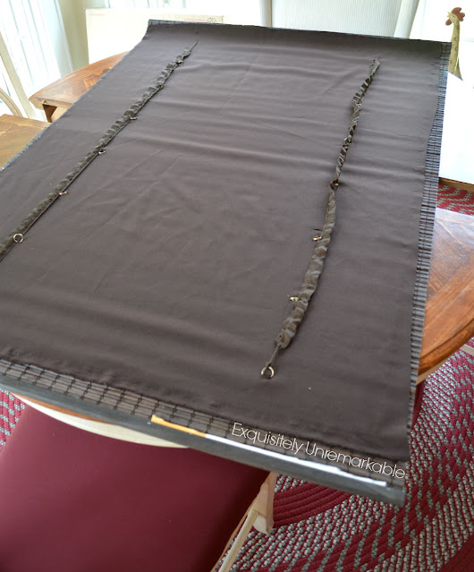 Back of roman shade with liner attached