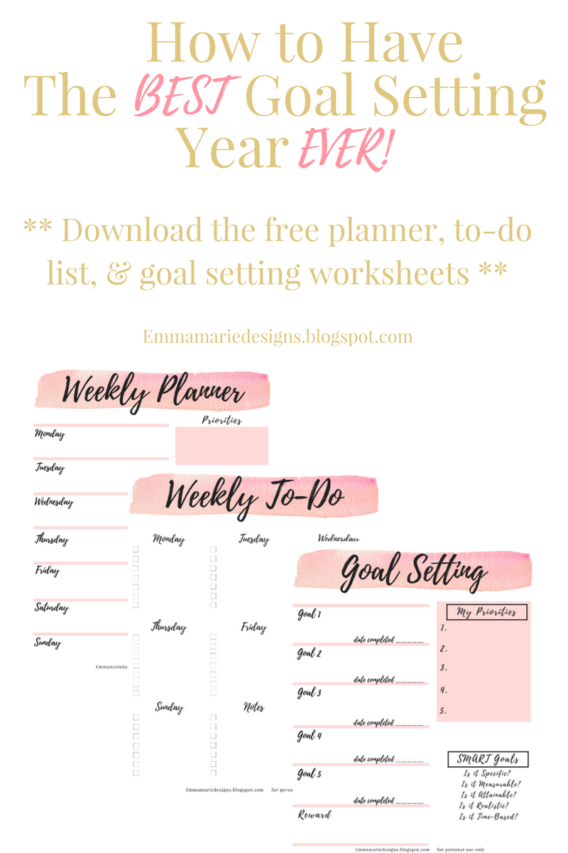 goal setting worksheets