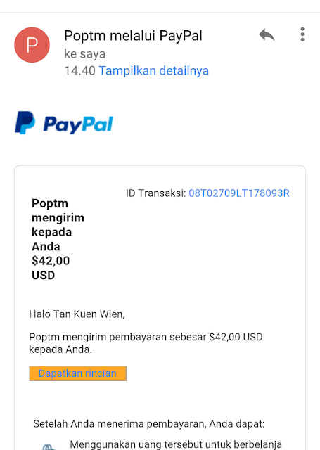 Bukti Pembayaran dari PopTM Bukti Pembayaran dari PopTM