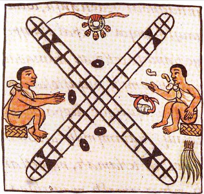 Dos personas jugando patolli F. B. Sahagun 