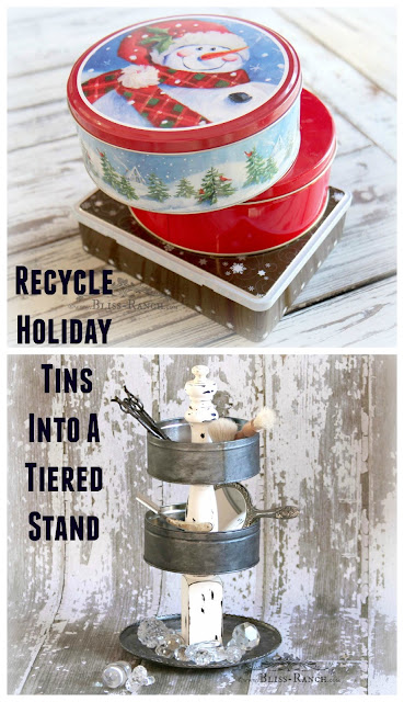Holiday Tins Recycle Into Tiered Stand Bliss-Ranch.com