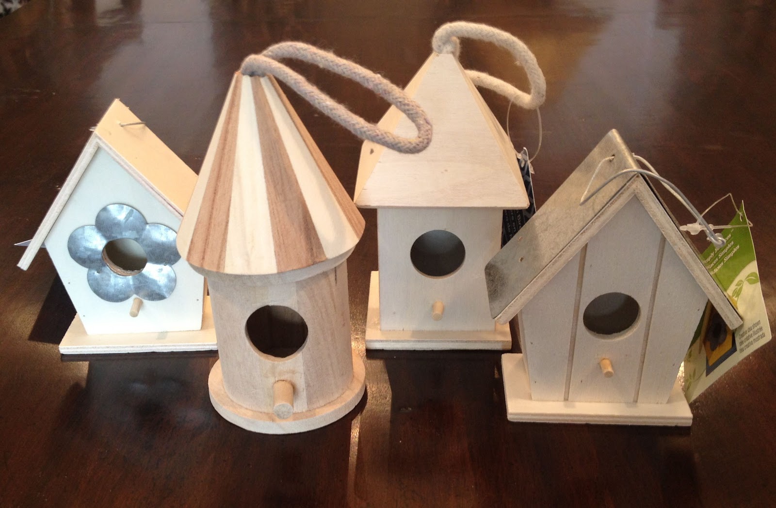 started with these unfinished wood birdhouses that are only $1 each 